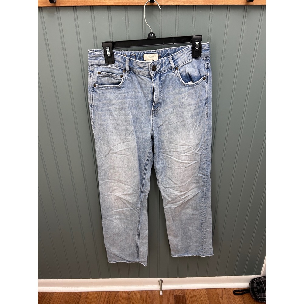 Kate Spade New York Light Wash Straight Leg Raw Hem Jeans Size 28 High Rise Blue